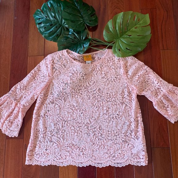 Ruby Rd Lace Ruffle Sleeve Top - Picture 1 of 6